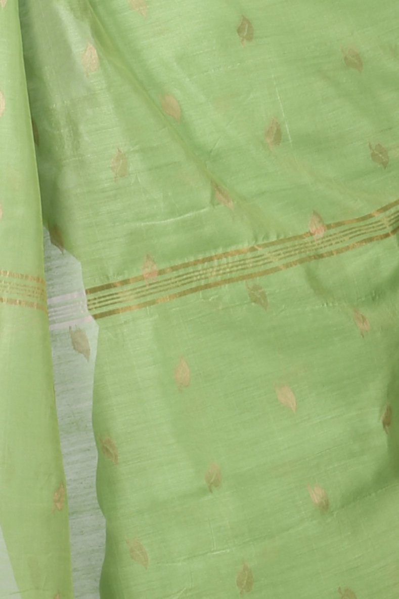 Green Blended Cotton Tina Hand Loom Saree (1215)